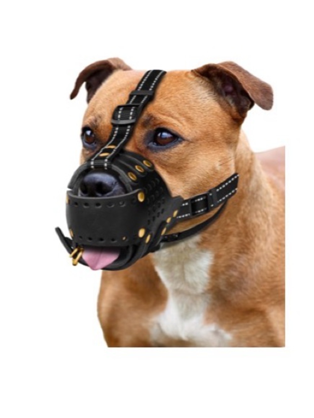 Adjustable Black Leather Dog Muzzle with Breathable Design size XL